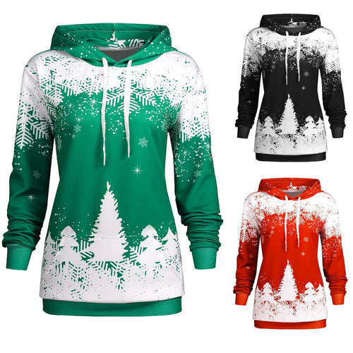 Christmas Hooded Print Sweatshirt