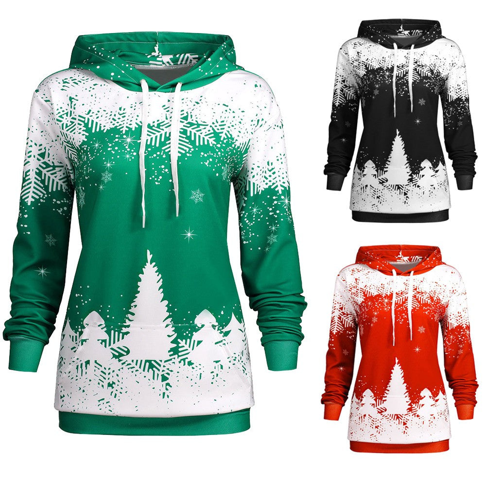 Christmas Hooded Print Sweatshirt